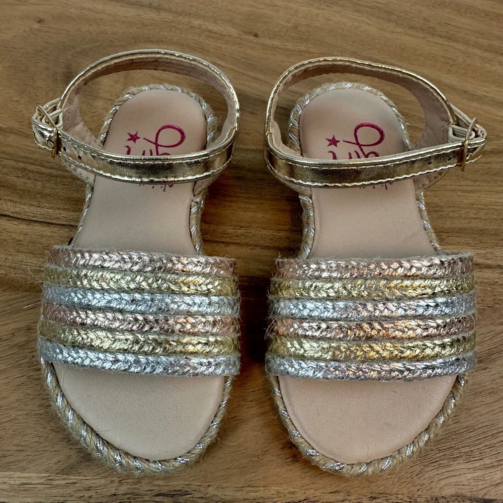 New NWOB Littleโ Kids Olivia Miller Metallic Braided Slingback Sandals Size 7 C